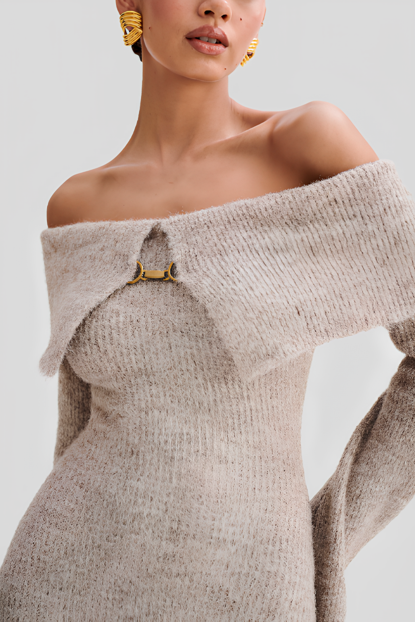 AUREVA | Textured Off-Schoulder Maxi Dress