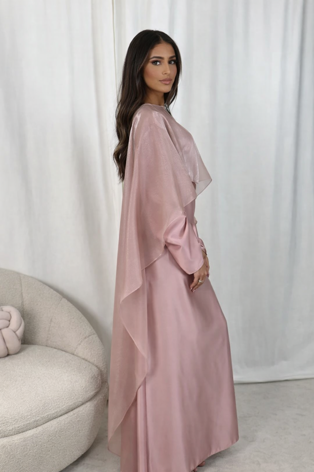 AUREVA | Black Flowing Cape Gown