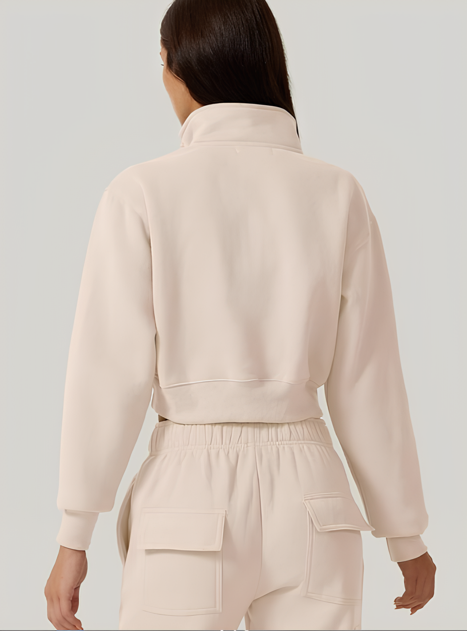 AUREVA | Elevated Zip-Neck Cropped Sweatshirt