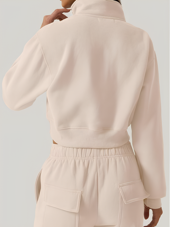 AUREVA | Elevated Zip-Neck Cropped Sweatshirt