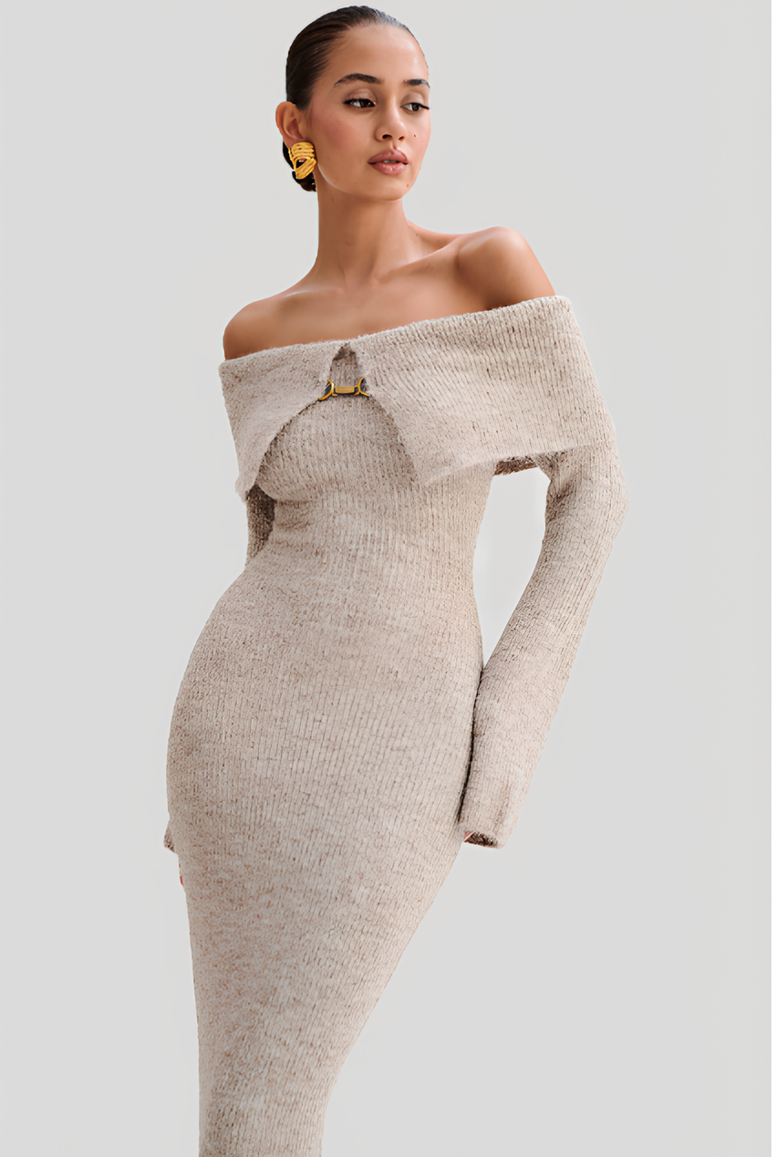 AUREVA | Textured Off-Schoulder Maxi Dress