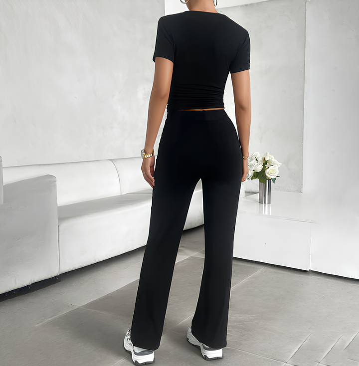 AUREVA | Low Crop & High-Waist Pants Set