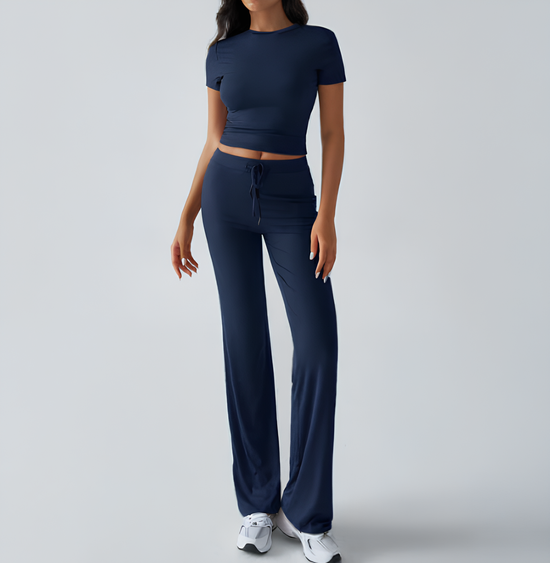 AUREVA | Low Crop & High-Waist Pants Set