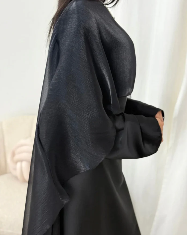 AUREVA | Black Flowing Cape Gown