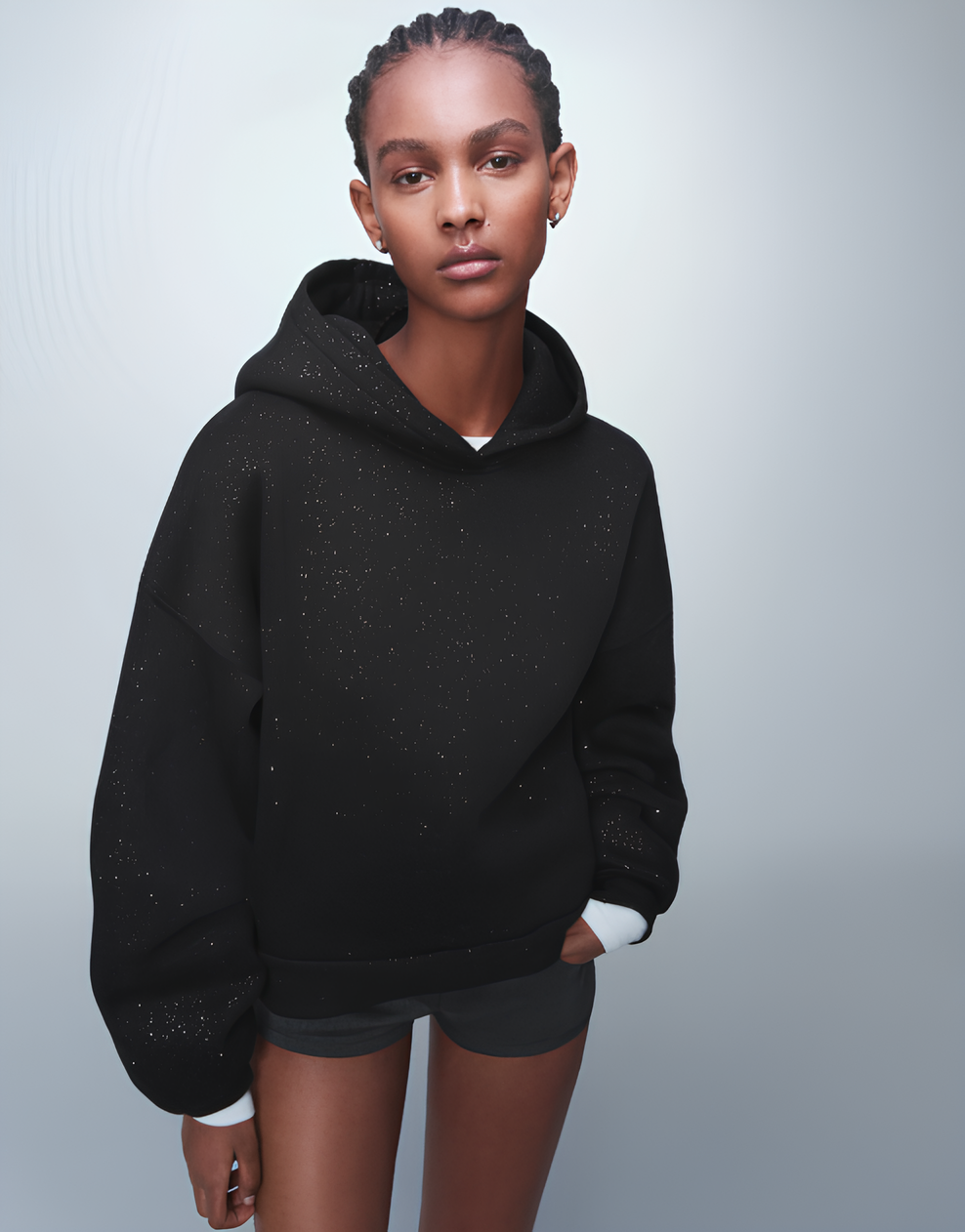 AUREVA | Sparkling Black Hoodie