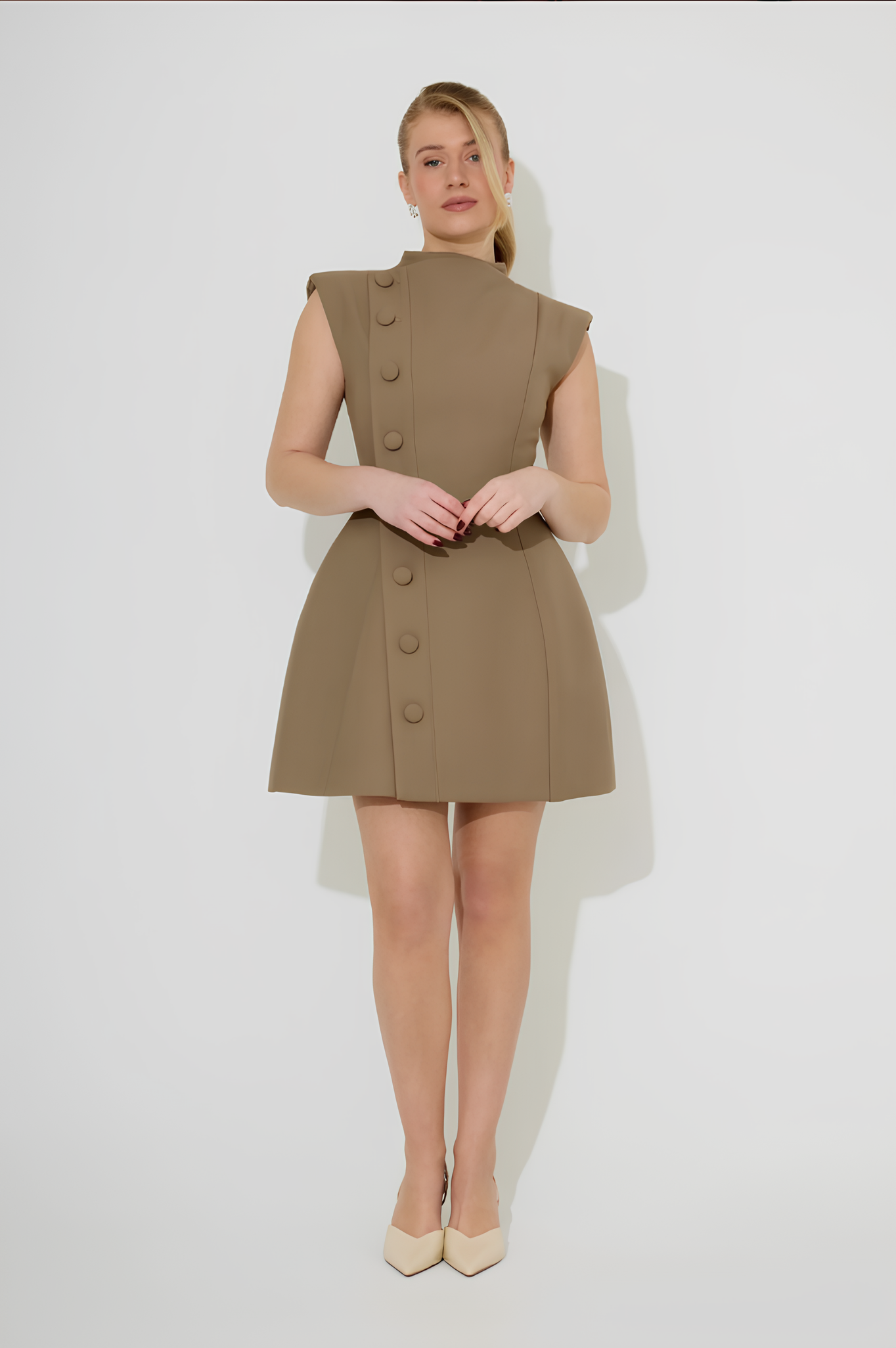 AUREVA | Sleeveless Button Mini Dress