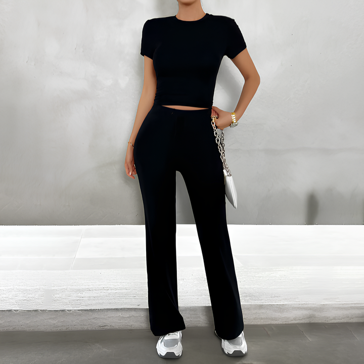 AUREVA | Low Crop & High-Waist Pants Set
