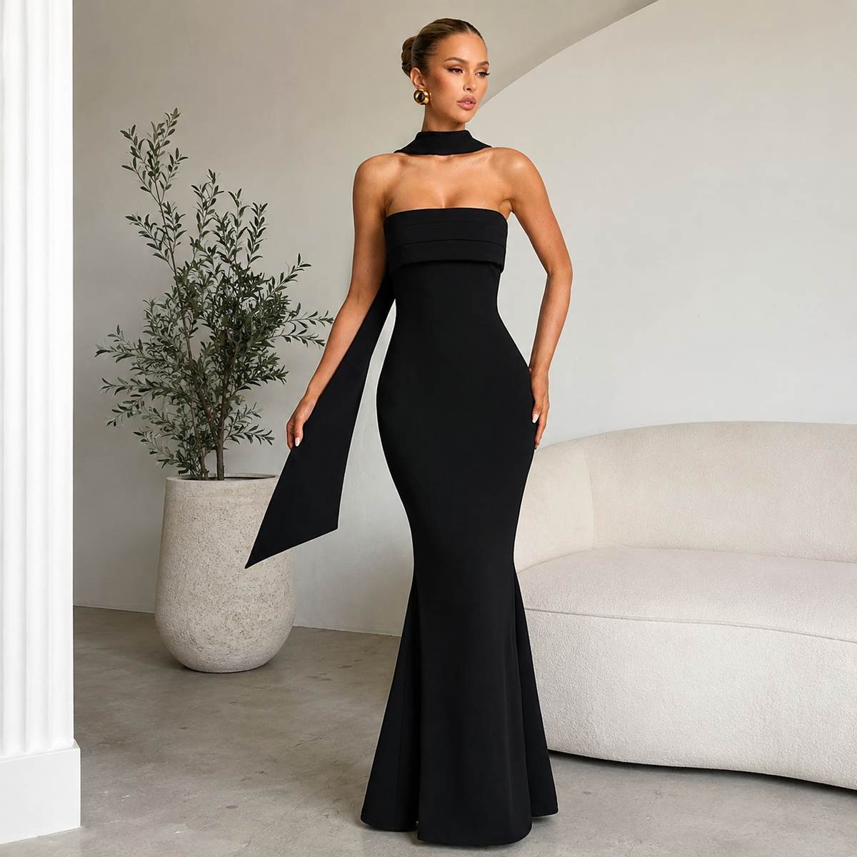 AUREVA | Sculpted Elegance Mermaid Maxi Dress