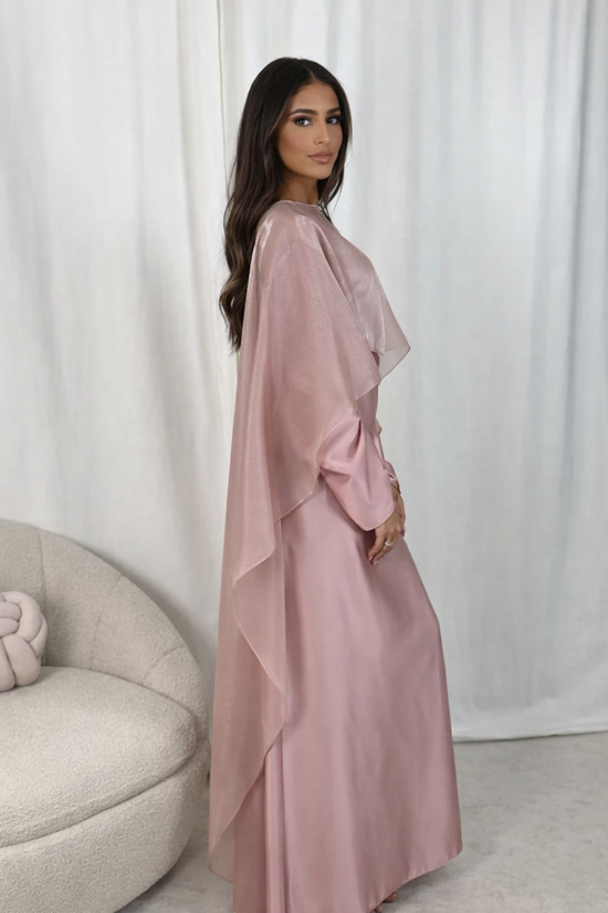 AUREVA | Black Flowing Cape Gown