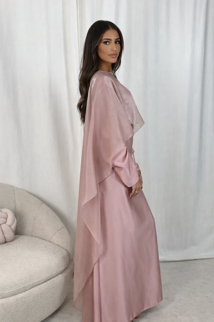 AUREVA | Black Flowing Cape Gown