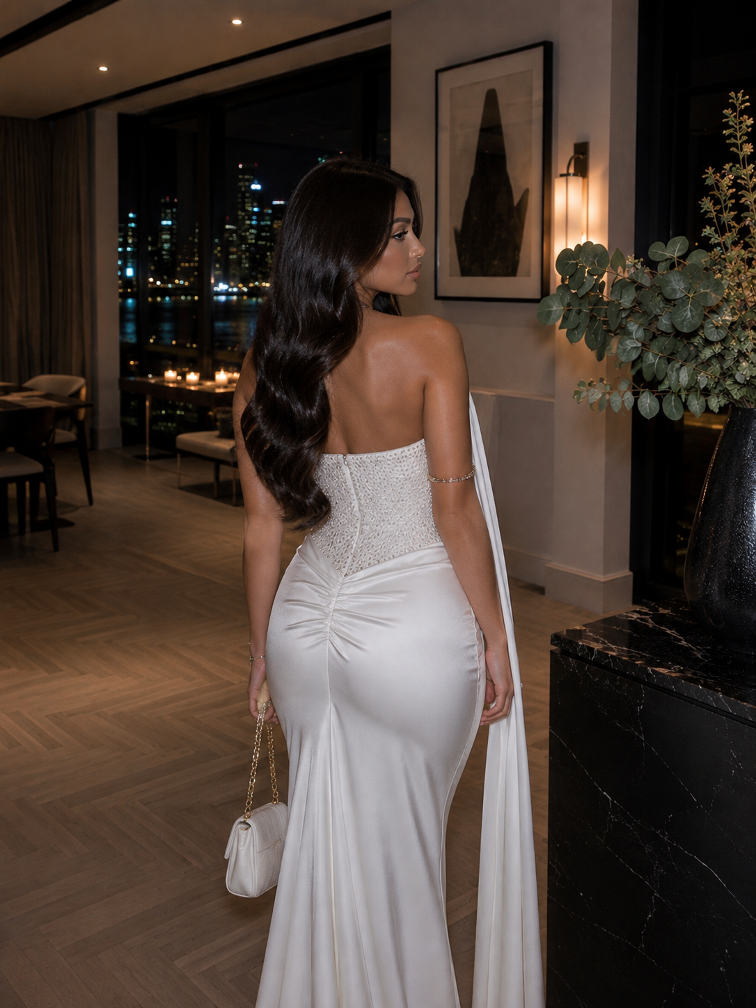 AUREVA │Celeste Embellished Satin Gown
