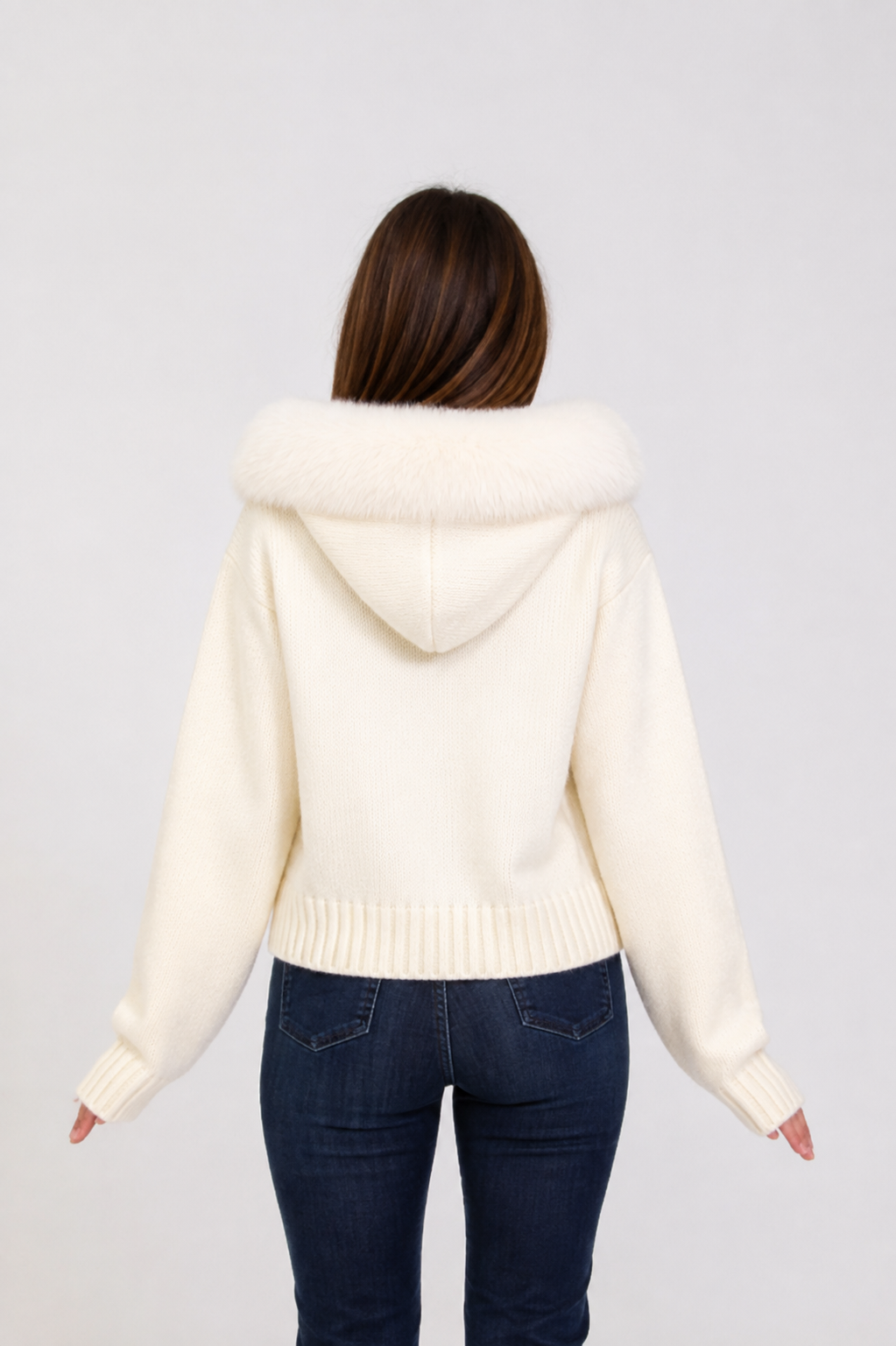 AUREVA | Luxe Fur-Trim Knit Hoodie