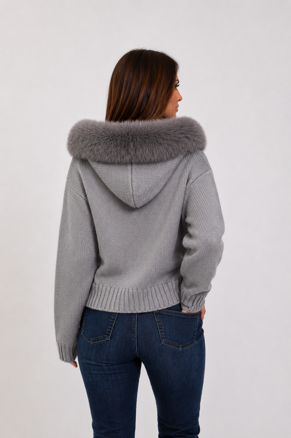 AUREVA | Luxe Fur-Trim Knit Hoodie
